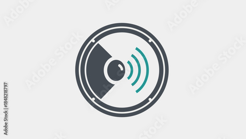 Classic Vinyl Record with Radiating Sound Waves Icon, Retro Music Play Symbol on Isolated White Background, Audio Broadcast Media Device