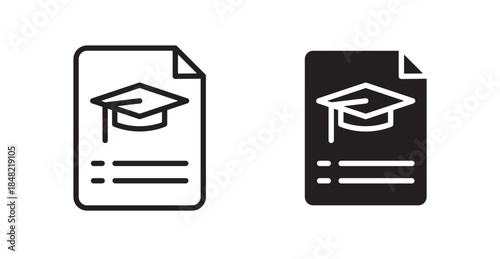 Degree icons, black line art and clipart vector logo