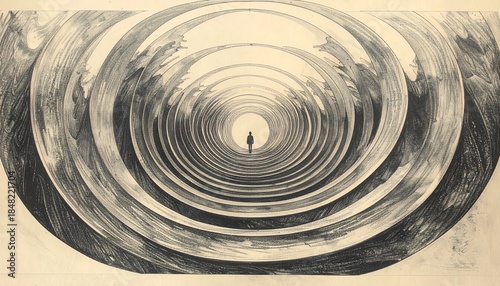 Abstract circular patterns in a monochrome landscape