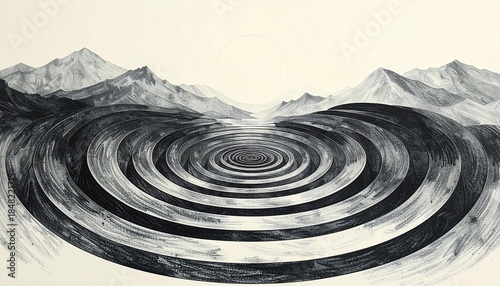 Abstract circular patterns in a monochrome landscape