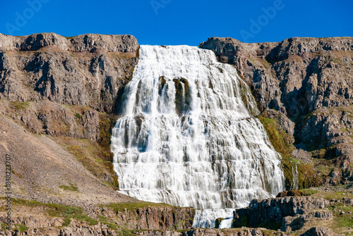Fjallfoss, Dynjandi, famous waterfall in Westfjord, in Iceland
