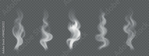 Wavy hot steam. PNG food smoke isolated on transparent background