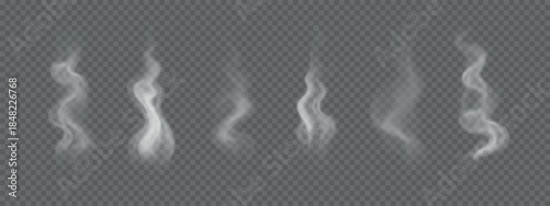 Smoke and hot steam from food. PNG realistic smoke isolated on transparent background