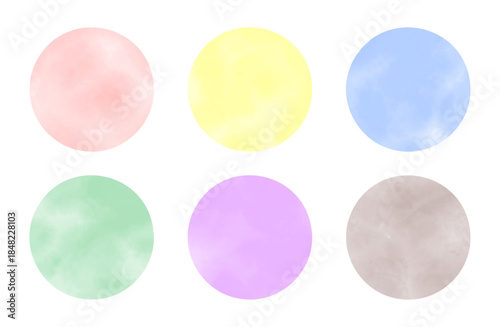 水彩タッチの丸いシール風イラスト