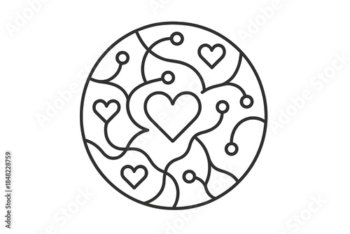 Calculated Warmth Icons. Line style vector icons of Calculated Warmth: mathematical nodes, curved lines, soft glow, gentle