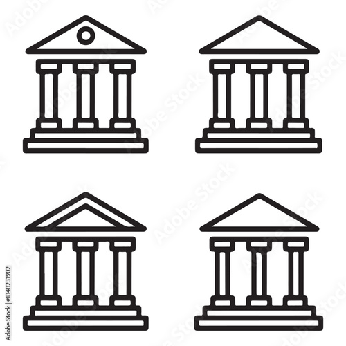 Bank and Court House Outline Icons for Business Design