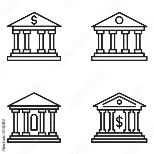 Legal and Financial Buildings Line Icon Collection