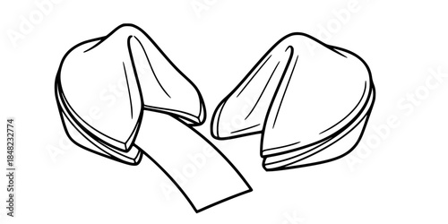 Cracked Fortune Cookie Blank Paper Vector Illustration Template