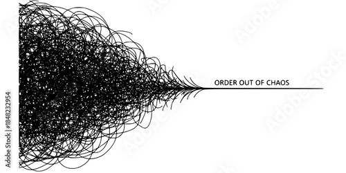 Chaos to Order Line Scribble Vector Illustration Abstract Concept