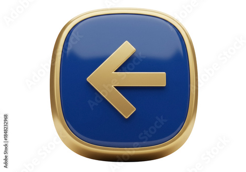 Free Download Blue and gold arrow button PNG isolated on transparent background, back navigation element for web design and user interface - GFXLoad