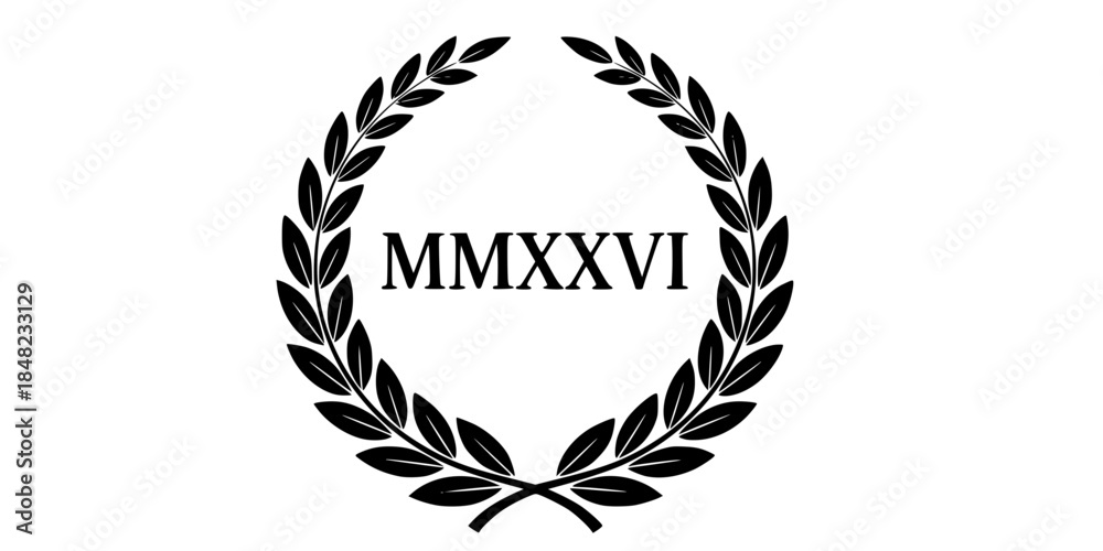 Obraz premium Roman Numerals MMXXVI Laurel Wreath Vector Illustration New Year 2026