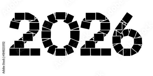 Stacking Blocks 2026 Typography Building Construction Vector Concept