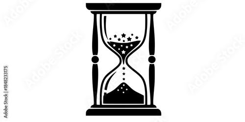 Hourglass Time Running Out Star Sand Vector Illustration New Year Countdown