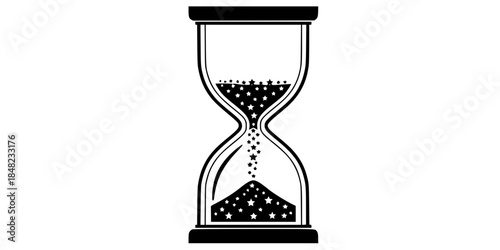 Hourglass Time Running Out Star Sand Vector Illustration New Year Countdown