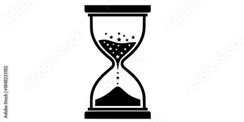 Hourglass Time Running Out Star Sand Vector Illustration New Year Countdown