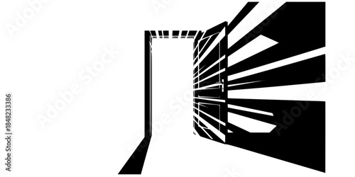 Open Door Light Beams Vector Concept New Year Opportunity