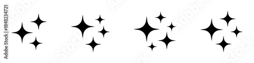 Twinkling stars icons. Sparkles icons, shining burst.