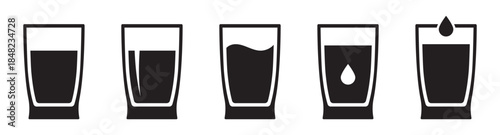 Water Glass Icons Set