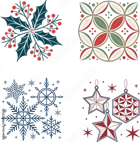 set of vector snowflakes