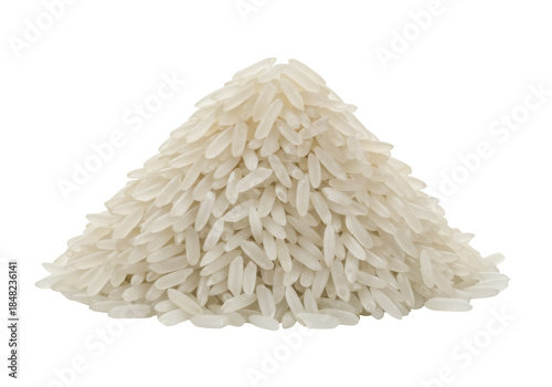 Foto Pile of long grain rice PNG isolated on transparent background, uncooked staple