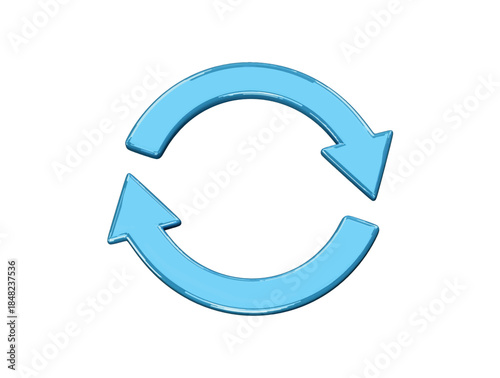 Blue reload symbol 3d render illustration