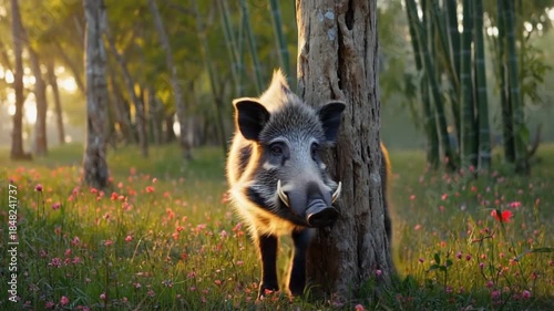 moupin pig wild boar hiding subspecies in india forest video	
