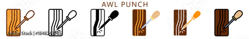 Awl Punch Multi Style Icon, Flat, Line, Glyph, Lineal, Dual Tone. Relate To Carpentry, Wood Industry. Use For Modern Concept, Ui, Ux Web And App Development.
