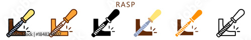 Rasp Multi Style Icon, Flat, Line, Glyph, Lineal, Dual Tone. Relate To Carpentry, Wood Industry. Use For Modern Concept, Ui, Ux Web And App Development.