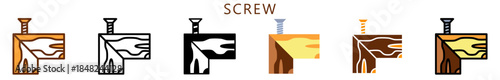 Screw Multi Style Icon, Flat, Line, Glyph, Lineal, Dual Tone. Relate To Carpentry, Wood Industry. Use For Modern Concept, Ui, Ux Web And App Development.