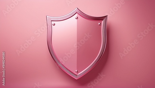 pink shield with glossy surface and subtle texture stands out on matching pink background evoking sense of protection and calmness