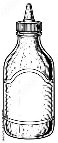 a black and white drawing of a plastic bottle with a liquid inside, black, bottle, container, drawing, illustration, liquid, picture, plastic, water, against transparent background