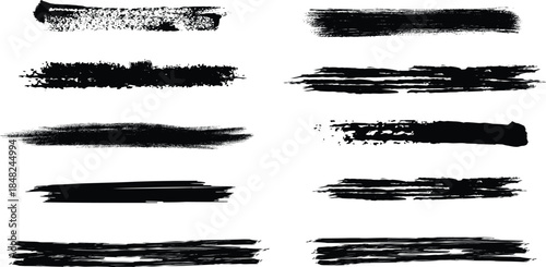 Black brush strokes set