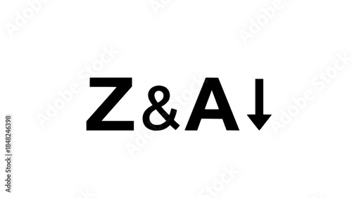Descending alpha numeric data visualization presenting a flat vector illustration or alphabetical sorting shows direction on plain backdrop
