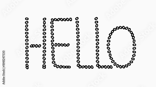 Animation Of Black Hello Text Made Of Round Shapes
