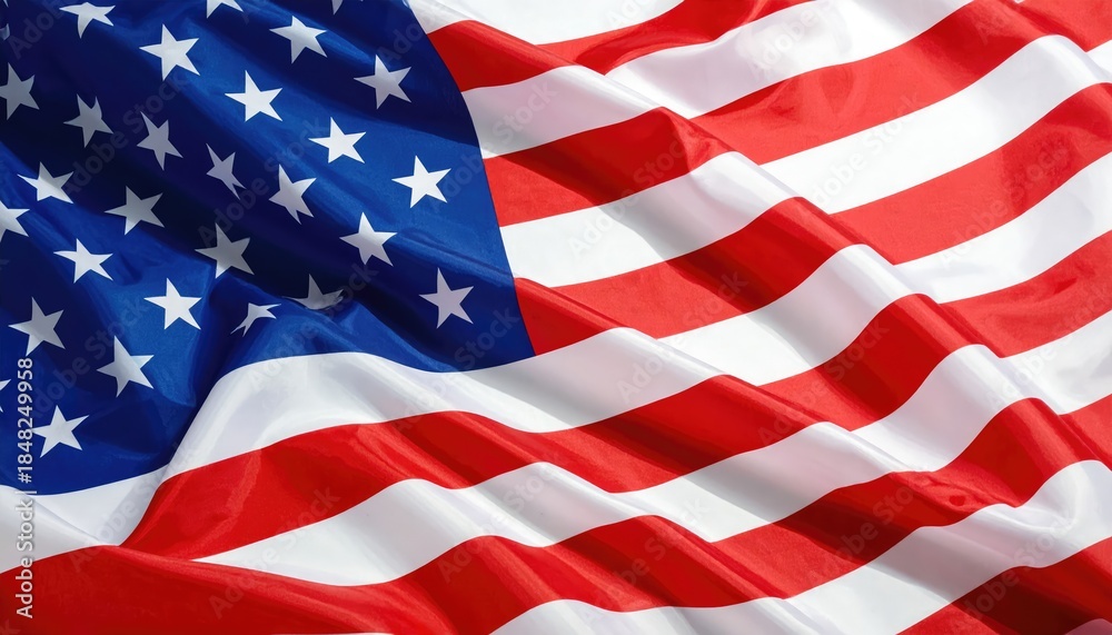 Fototapeta premium Close up american flag waving background