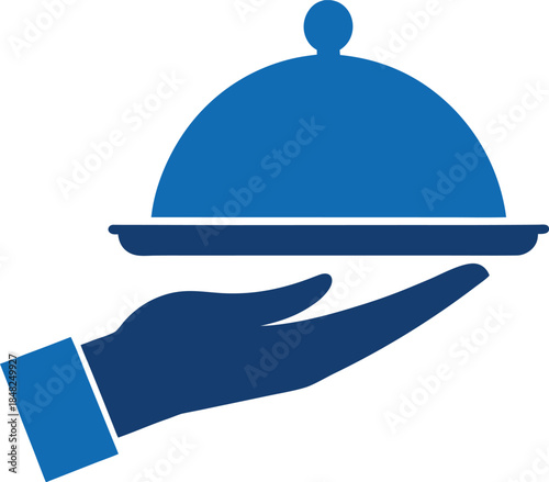 Serve Hand Plate Food Flat Vector Illustration on White Background