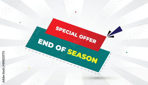 end season special offer editable eps format web banner vector art illustration template design green red gradient shapes yellow bold font white gray gradient abstract illustration sun shine business 