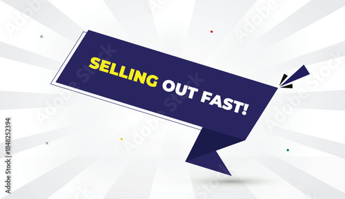 Editable EPS format web banner vector art illustration template design selling out fast blue shapes yellow bold font white gray gradient abstract illustration sunshine business background 4K