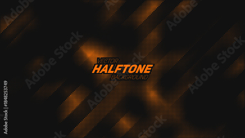 Abstract vector torn orange halftone background. Scrathed dotted texture element.