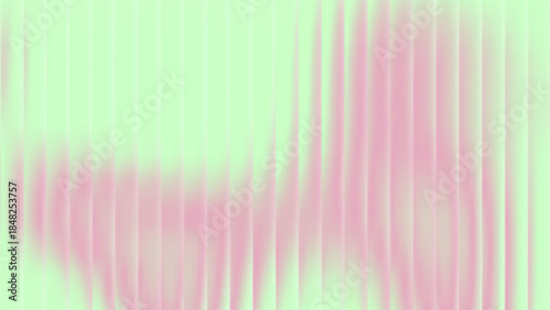 Ribbed glass background with refraction effect. Reeded glass with green and red gradient. Abstract vector background