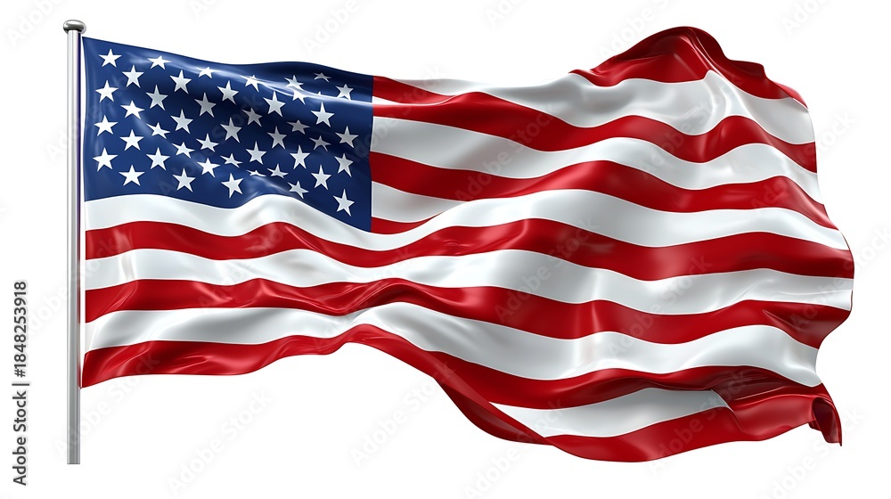 Fototapeta premium Usa flag waving detailed fabric clean backdrop high resolution picture