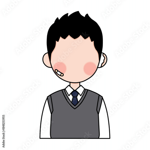 A chibi art illustration of a schoolboy with a bruised face after a fight. This painting was inspired by a scene from a popular Korean drama.
