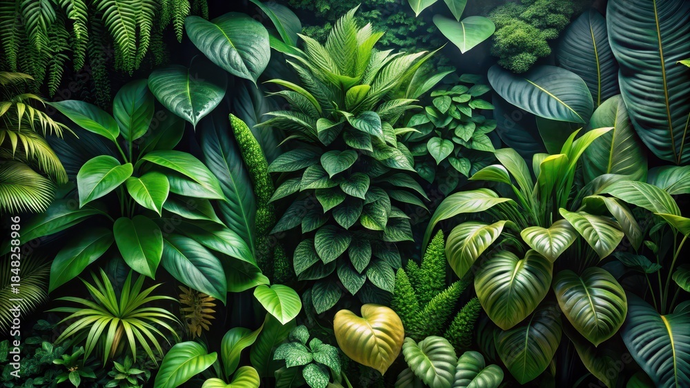 Fototapeta premium A lush collection of verdant foliage in various forms and textures