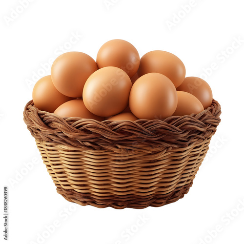 Wallpaper Mural A realistic wicker basket filled with brown chicken eggs natural smooth shell texture neatly stacked in the basket isolated on a pure white background high resolution sharp focus no s Torontodigital.ca