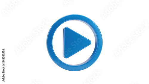 3D icon play button media, isolated on white background