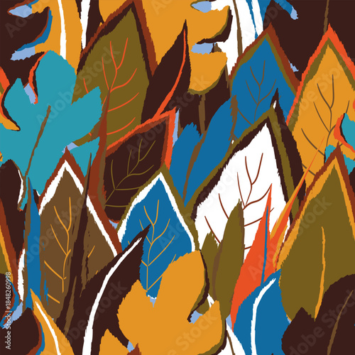 Floral seamless with hand drawn color exotic monstera leaves. Cute summer background. Tropic branches. Modern floral compositions. Fashion vector illustration for wallpaper, fabric, textile.