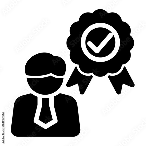 Expert Verified Certificate Trust Icon from Customer Assessment Collection (Glyph style)