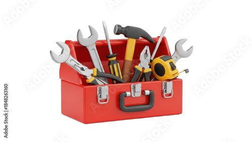 3D icon generator maintenance toolbox, isolated on white background