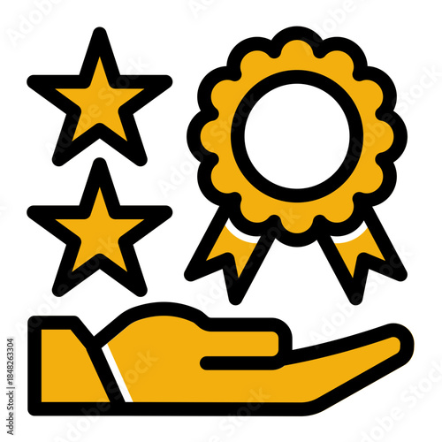 Customer Satisfaction Rating Badge Icon from Customer Assessment Collection (Glyph Color Lineal style)