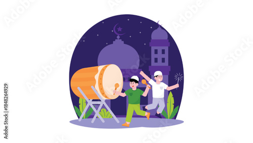 Vector islamic decoraton celebrate of eid al fitri